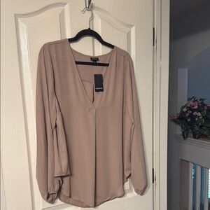 Torrid Taupe Long Sleeve Blouse